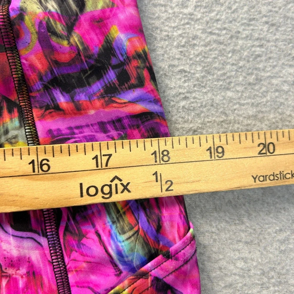 Lululemon High Rise Leggings Womens 14 Pink Purple Abstract Yoga Athletic Pocket